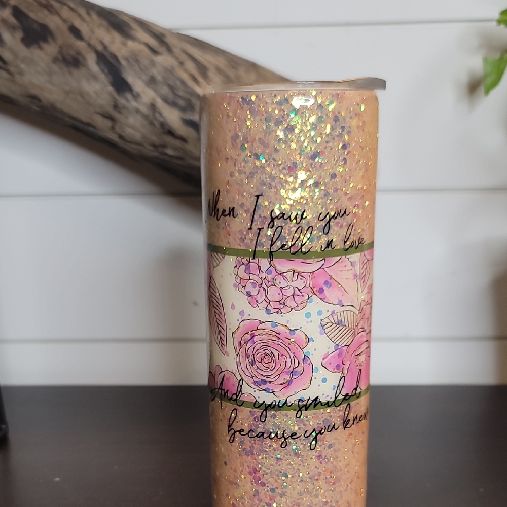 Glitter Floral Tumbler